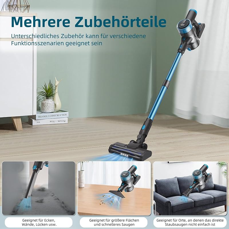 Quilted Northern 45000Pa Akkumulátoros Porszívó LED Érintőképernyővel - 65 Perces Üzemidő, 1,5L Portartály, Gubancgátló Kefe, Kemény Padlóra