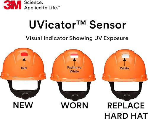 Vista 14 de 3M Hard Hat SecureFit H-700 Series - Casco de seguridad estilo gorra con sensor Uvicator, suspensión de trinquete de difusión de presión de 4 puntos
