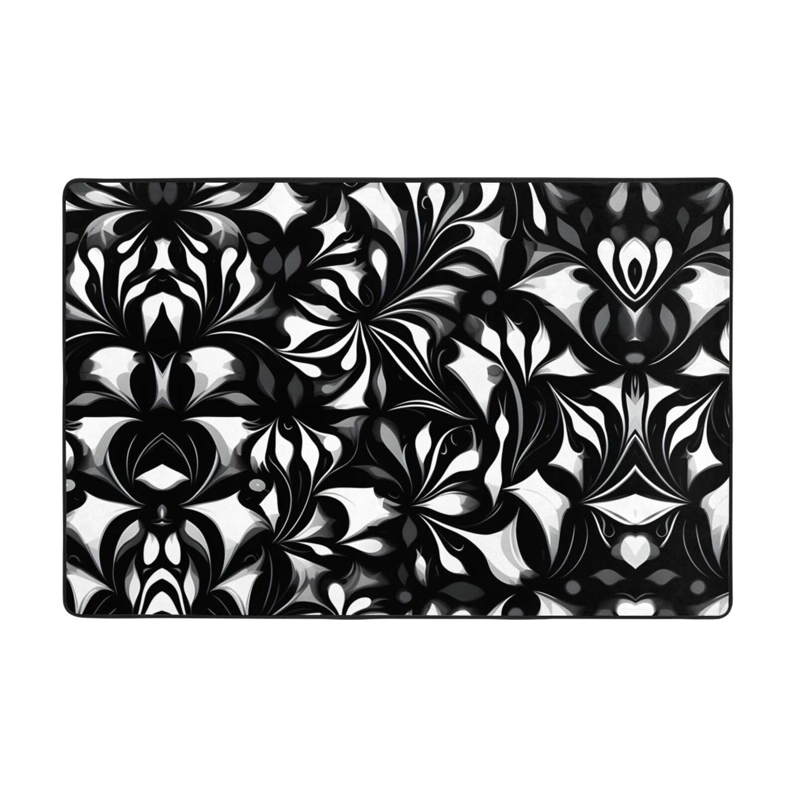Tapis de salon imprimé noir et blanc tapis doux chambre à coucher