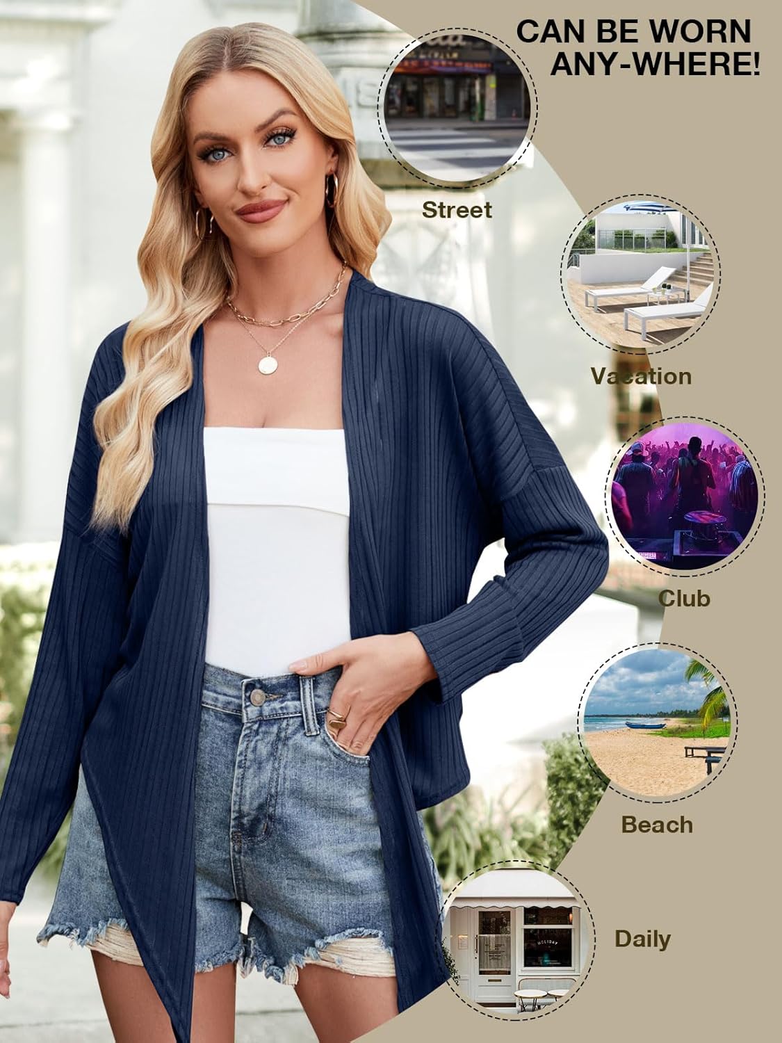 ZANZEA Tie Front Cardigan for Women Long Sleeve Sheer Bolero Shrug for Dresses Lightweight Cropped Shawl - Image 4