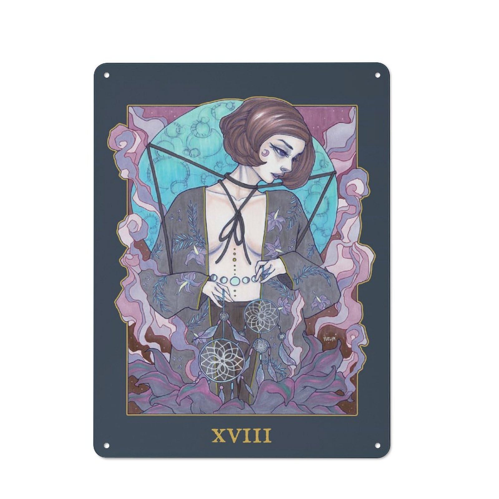 Metal Sign 40x30cm with Moon XVIII for Hallway Wall, Rustic Decor, for Wall Display Collectors