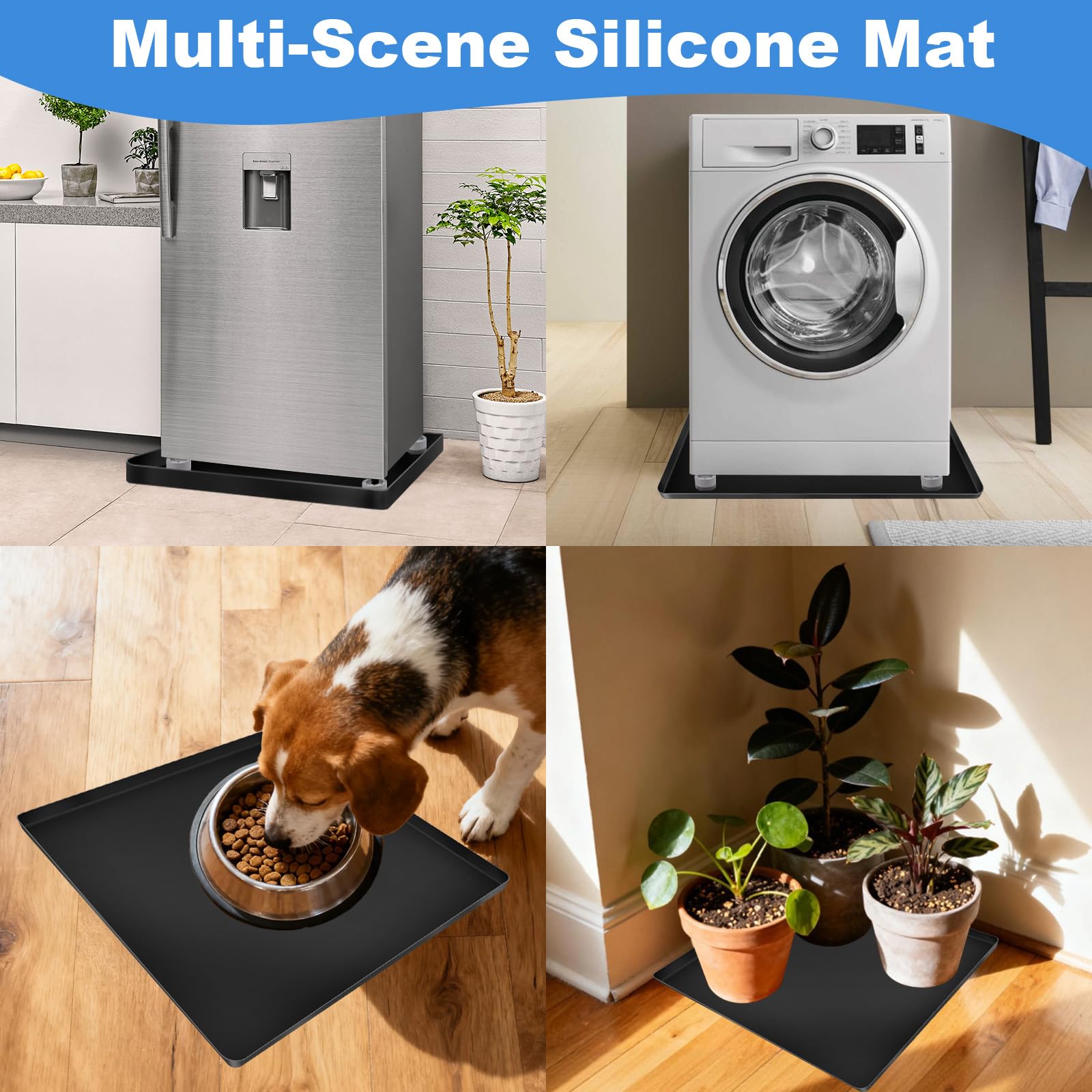 Befun Mini alfombrilla de silicona para refrigerador de 60 x 60 x 1,5 cm, protector de suelo antideslizante, bandeja de nevera a prueba de derrames para secadora, mini nevera, armario de vino
