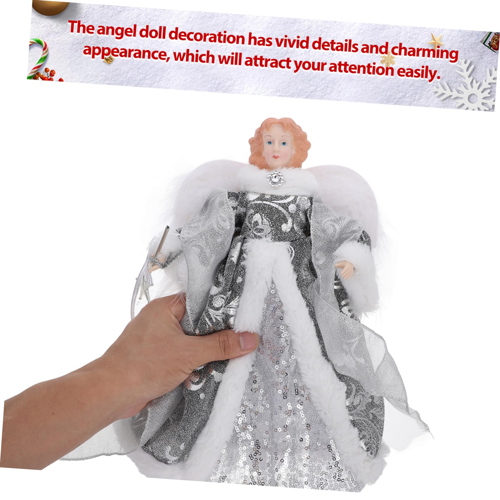 MAGICLULU Engel Baumspitze aus Stoff Cartoon-engelstatue für Weihnachten Kleine Statue als Heimdekoration Weihnachtsengelstatue für Schlafzimmer Schreibtischdekoration als Geschenk