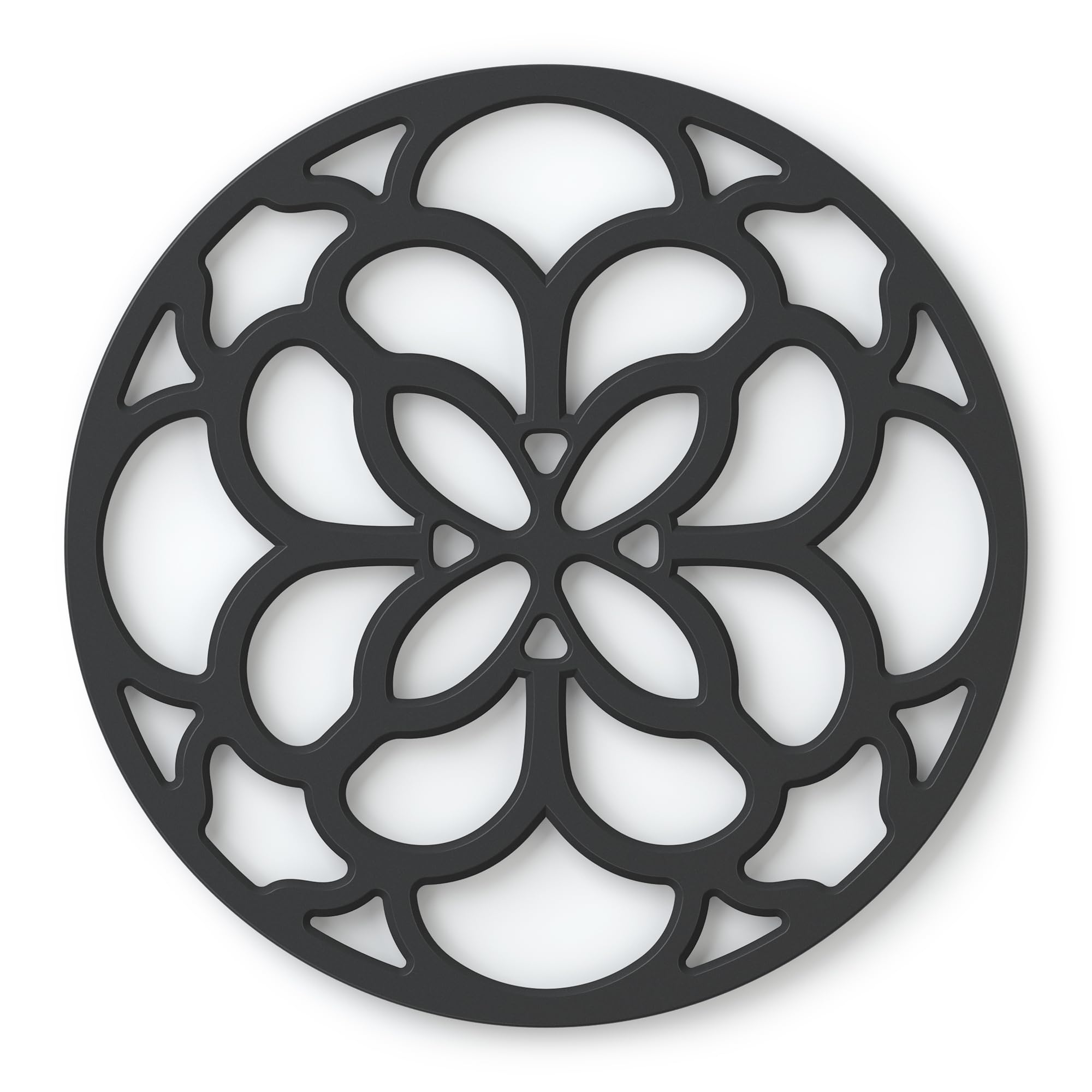 Zeal Silicone Trivet Mat for Hot Pots and Pans – Heat-Resistant, Non-Slip Kitchen Worktop Protector, Round Heritage Design, 18cm (Black)