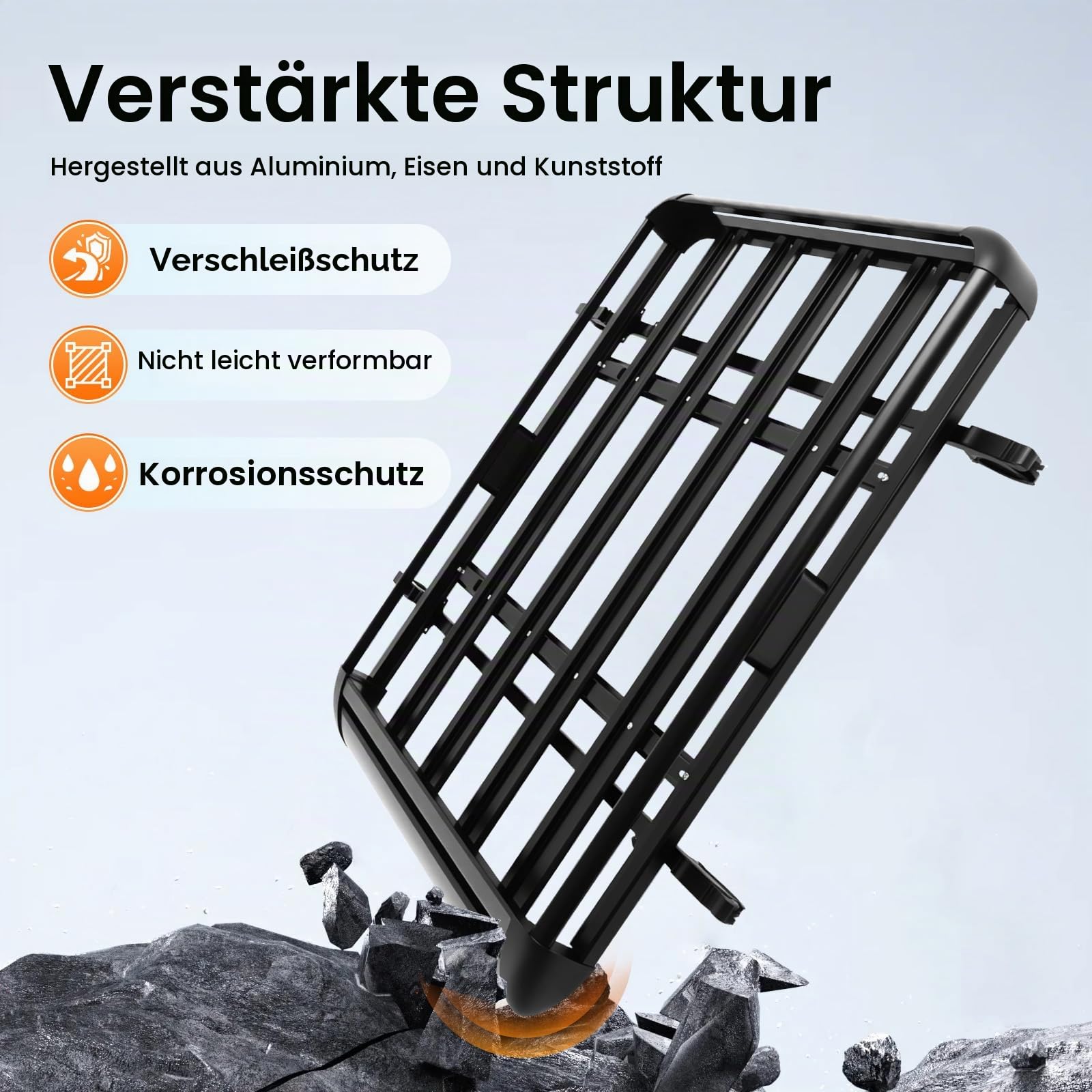140cm Dachgepäckträger Dachkorb Offroad Aluminium Auto Dachkorb Schwarz Universal Dachgepäckträger Korb Auto Dachständer Korbwanne, Gewichtskapazität 150kg