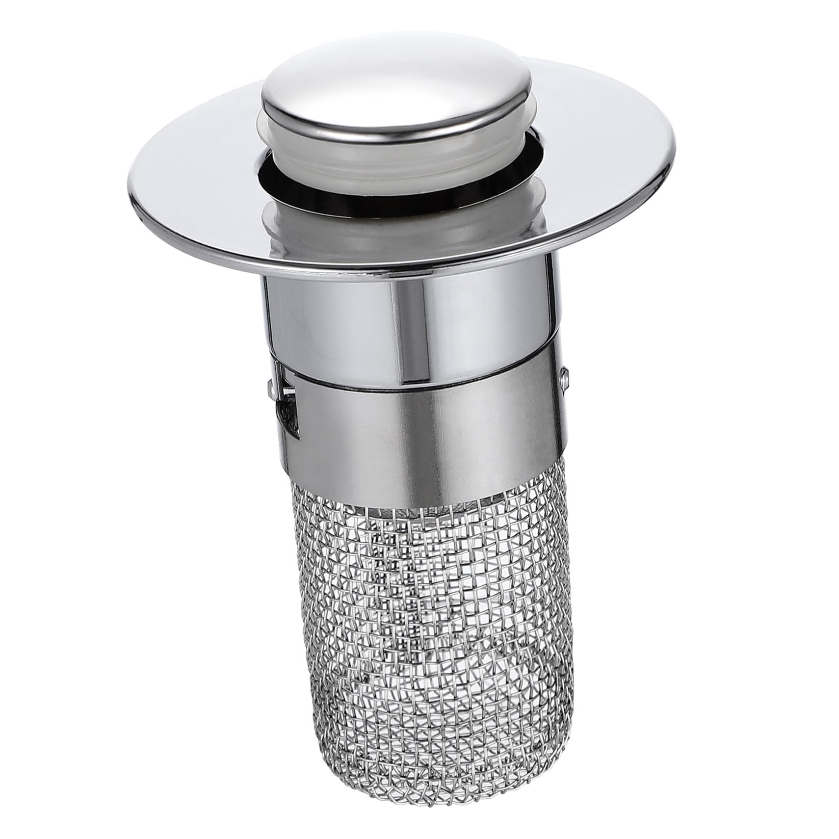 Mikinona Tapón de Fregadero con Filtro Integrado Push Tipo Rebote Abs y Acero Inoxidable Antióxido y Antipérdidas para Baño y Cocina Instalación sin Herramientas