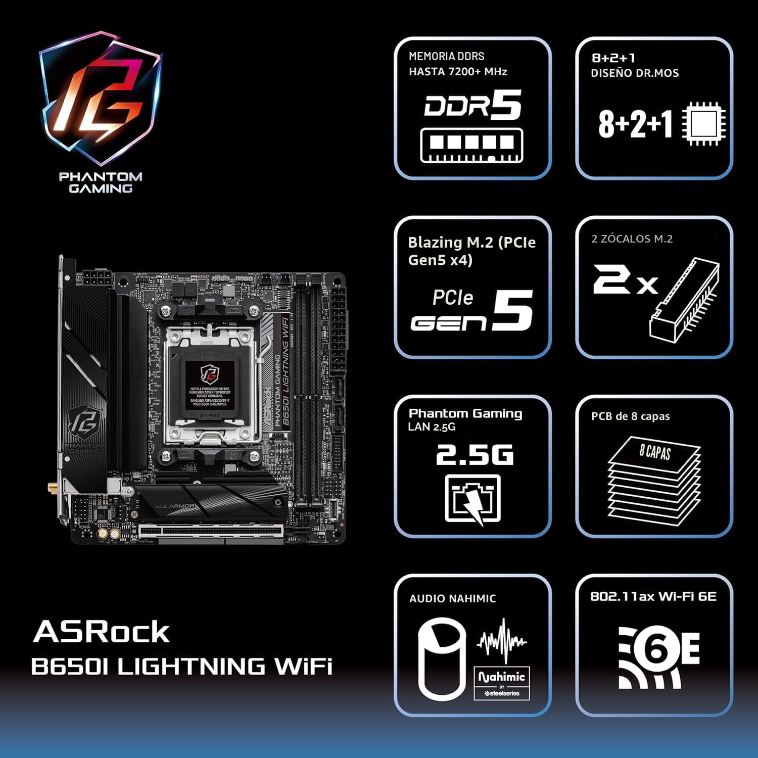 Amazon.com: ASRock B650I Lightning WiFi AMD AM5 placa base Mini