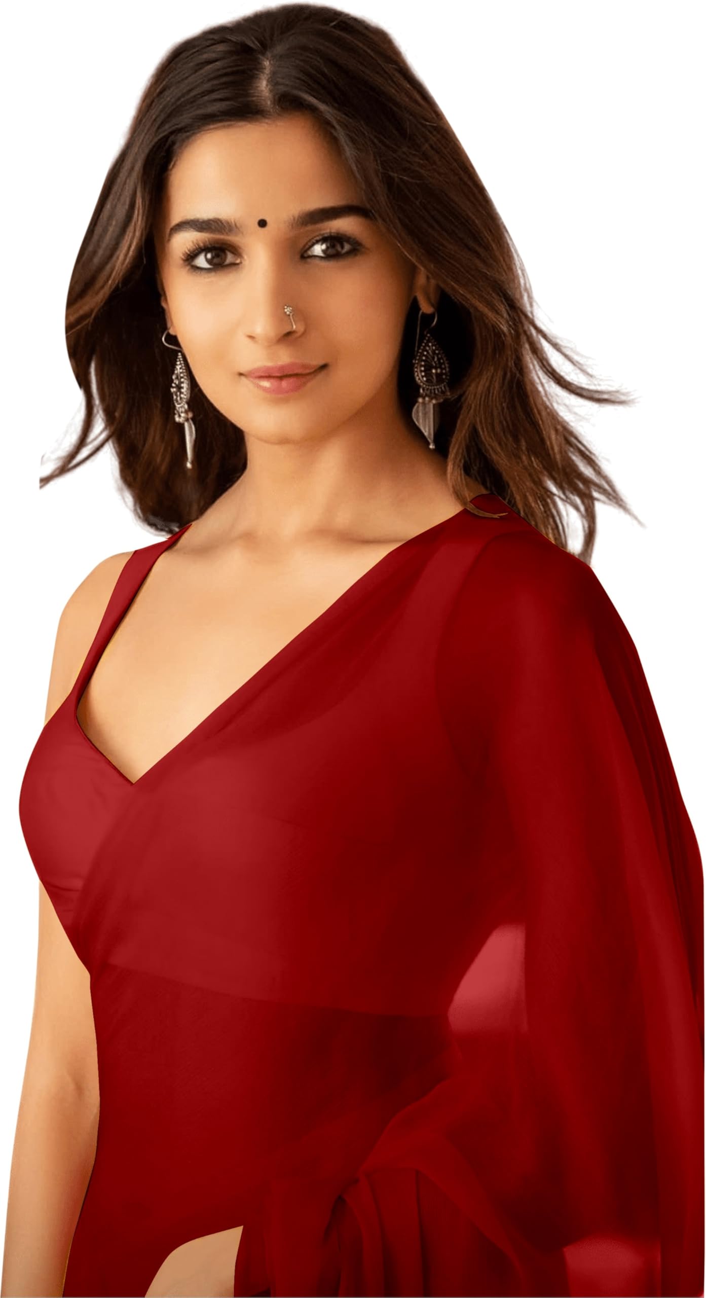 impression fab Women's Plain Pure Georgette Saree With Unstitched Blouse Piece (Rocky Aur Rani Ki Prem Kahani Alia Bhatt Saree)-picture-10