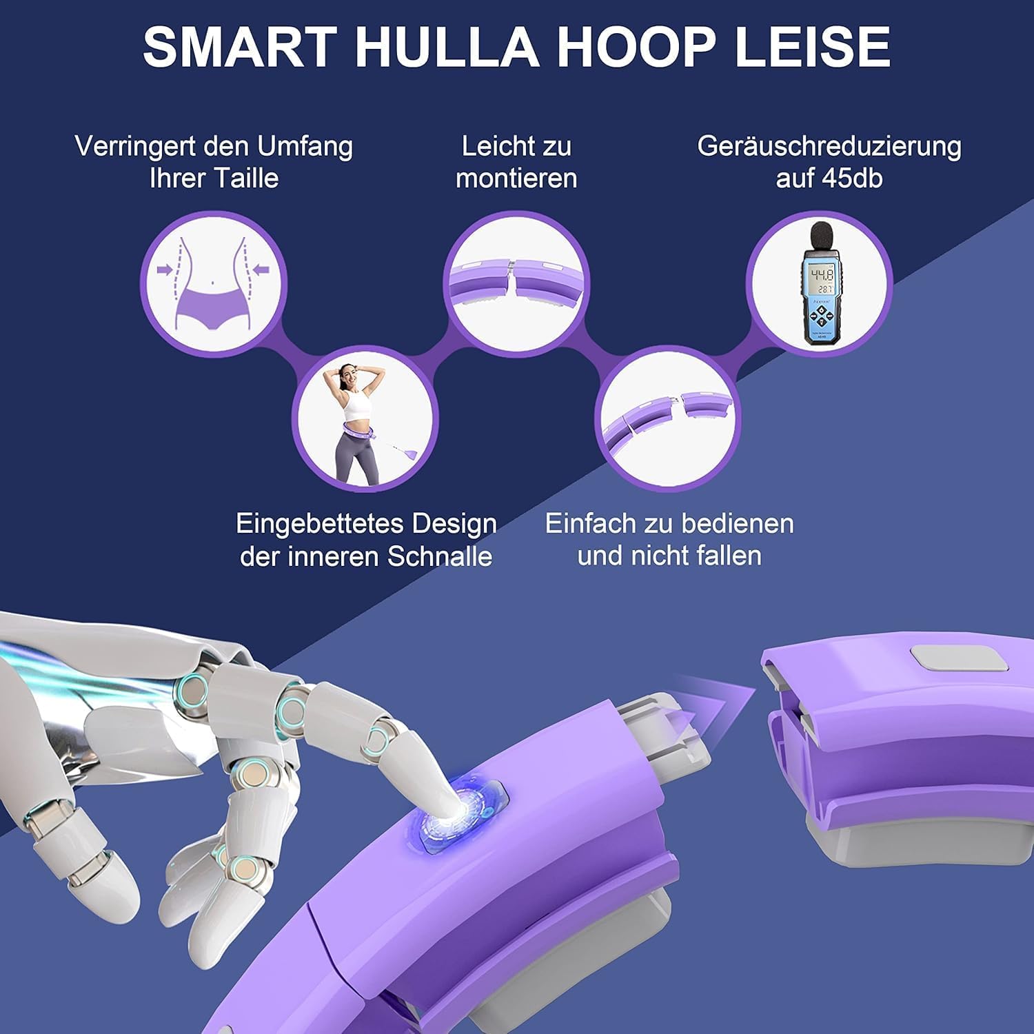 Smart Hoop Cerceau pour adultes et débutants, pour perdre du poids, compteur et picots (lavande, pas de compteur)