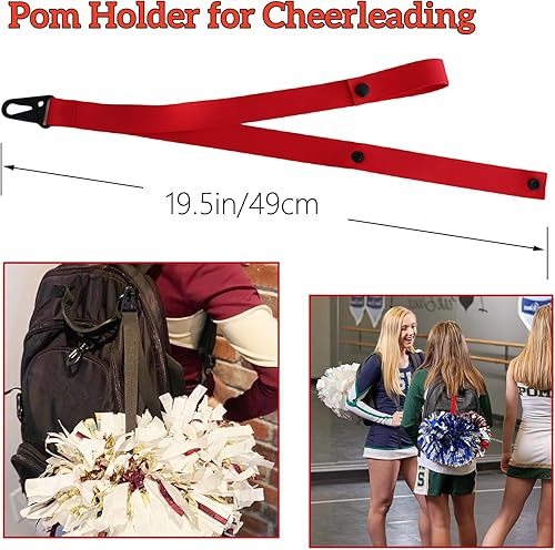 Miniatura 2 de TEYOUYI Soporte de pompón hecho a medida para accesorios de animadora para pompones de animadora sin pompones incluidos, rojo