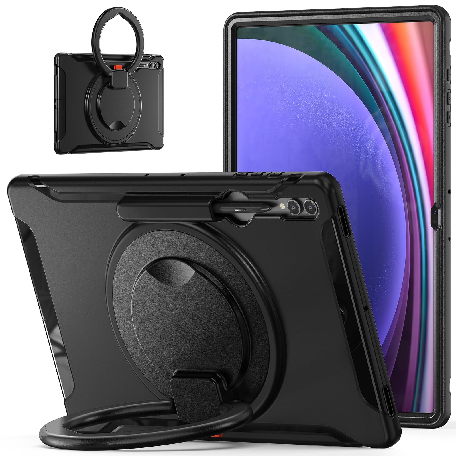 Tablet-Hülle for Samsung Galaxy Tab S10 Ultra Hülle 14,6 Zoll 2024 SM-X920, Ganzkörper-Schutzhülle, robuste Hybrid-Stoßstangen-Schutzhülle mit Griff, drehbarem Ständer