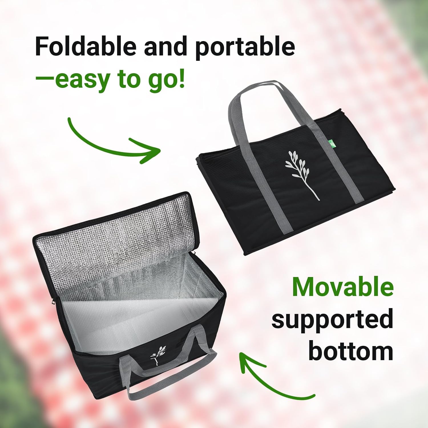 Green Bulldog Cooler Bag Insulated Reusable Grocery Bags, Black (2 Pack) image 5