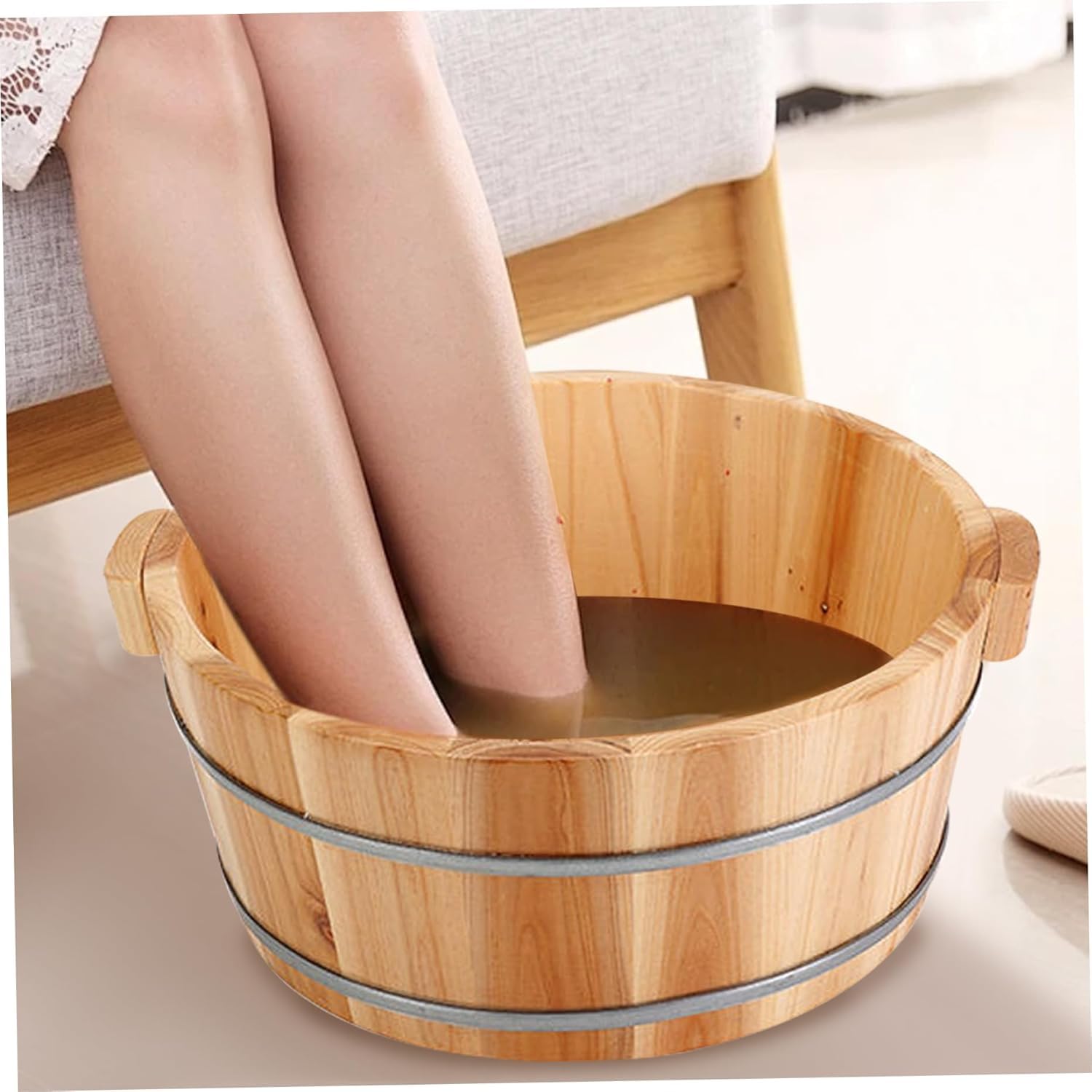 Fußbad Schüssel - Pediküre Waschbecken Holz Spa Massage Fuß Einweichen Wanne - Fußbad Becken zur Entfernung abgestorbener Haut (für den Heimgebrauch)