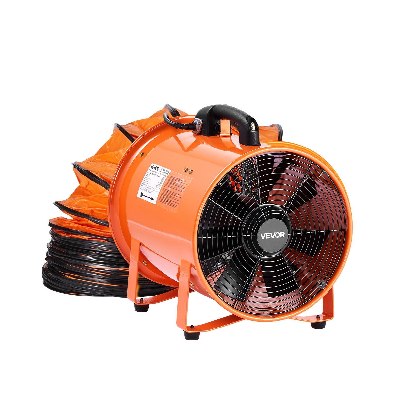 VEVOR Ventilador Extractor Industrial 365 W Extractor de Aire Conducto 304,8 mm Manguera de Extracción 10 m Volumen de Aire de 4373 m3/h Extractor de Aire 2 Engranajes para Extracción de Polvo y Humo