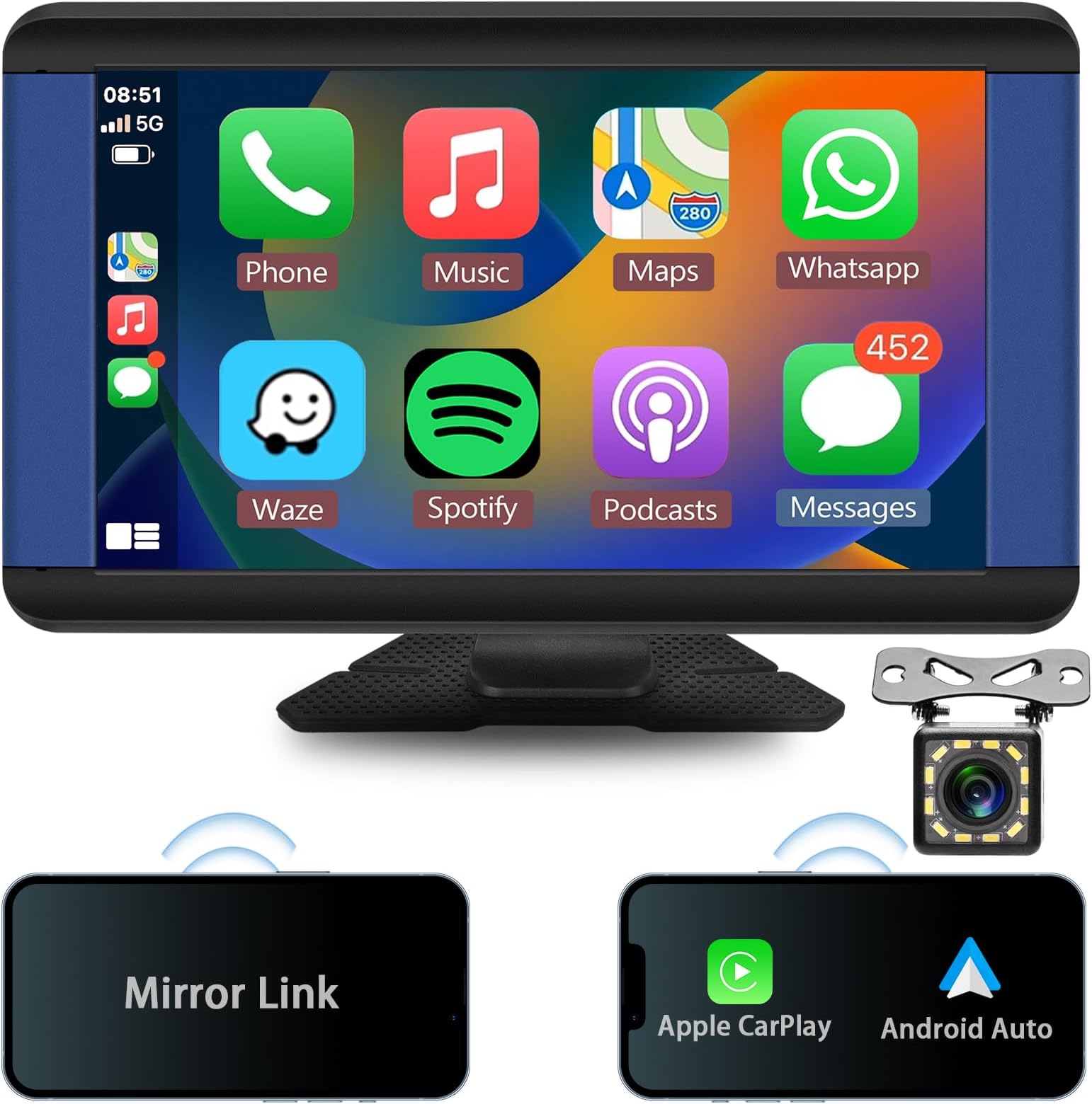 Bildschirm Auto Carplay & Android Auto, Display 7 Zoll HD IPS ...