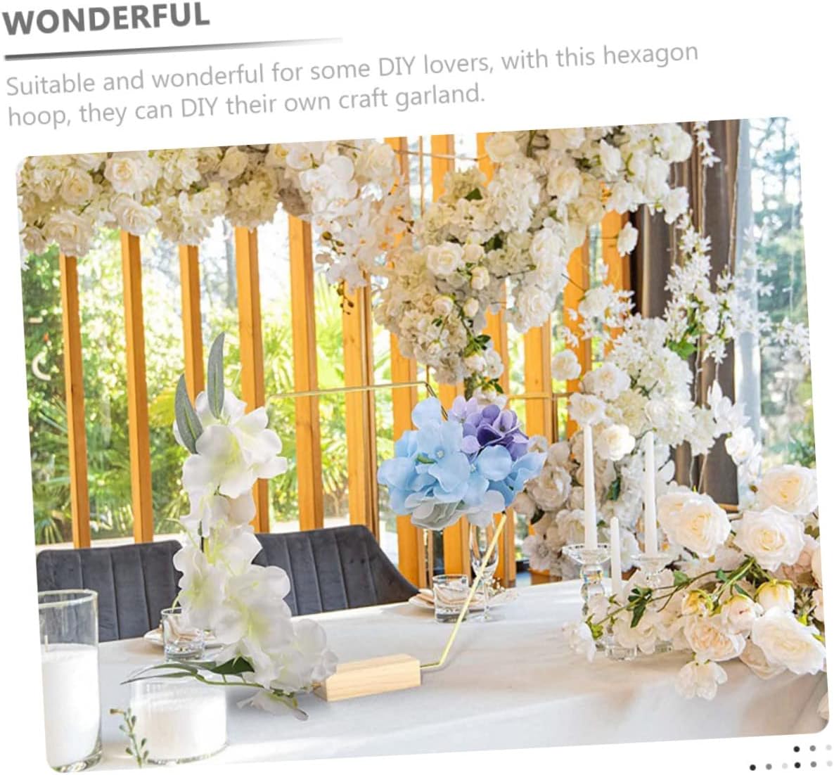 10pcs Hexagonal Wreath Hoops Wedding Centerpiece with Metal Rings DIY Floral Hoop for Arch Backdrop