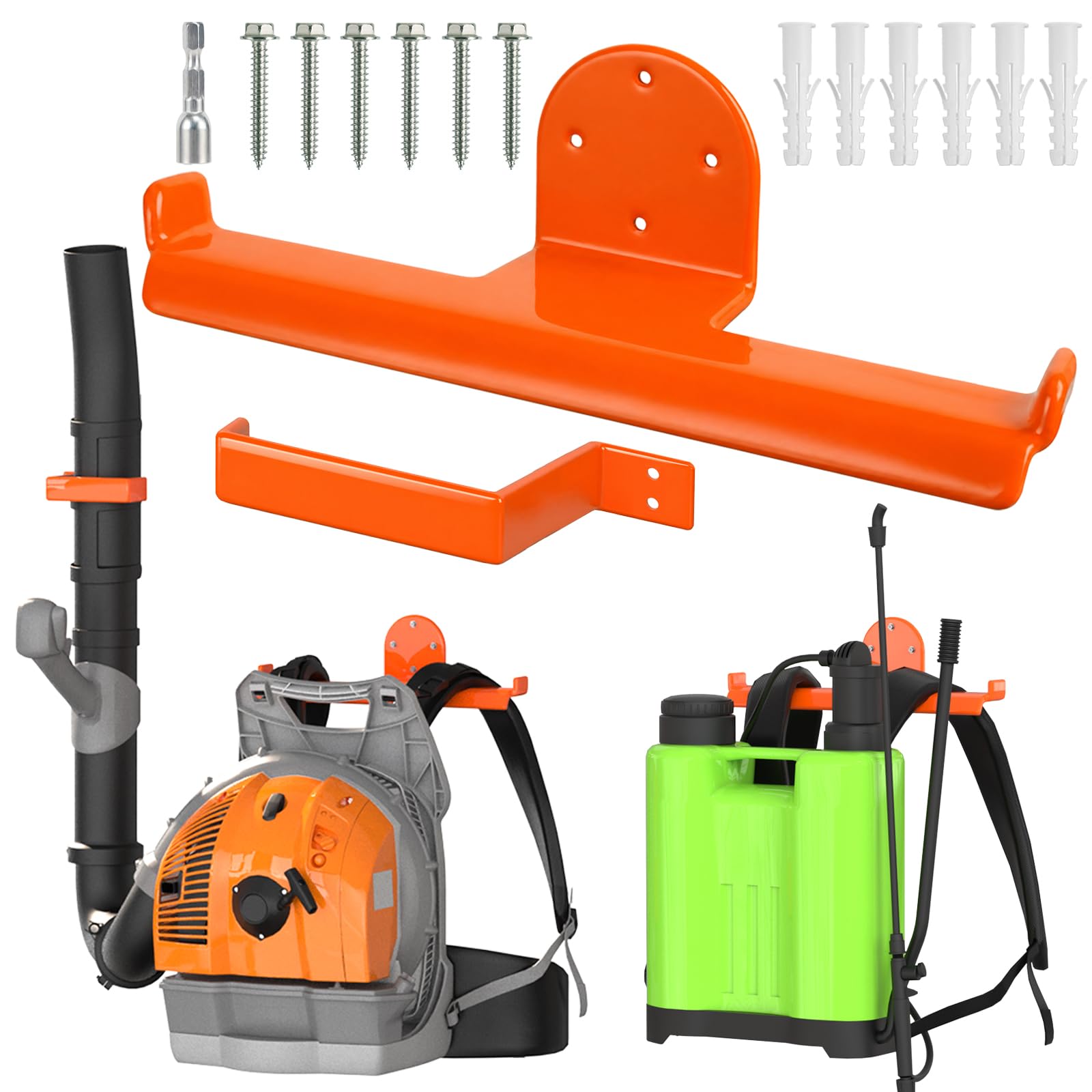 Support mural sac à dos résistant pour rangement outils de jardin et garage