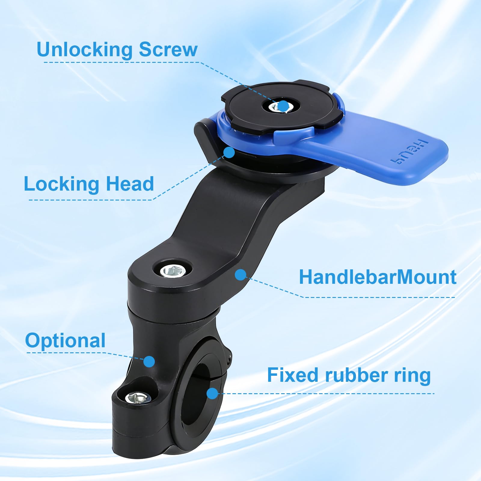 nplaseta Supporto Manubrio per Moto, Universale Supporto per Bicicletta Staccabile Girevole a 360° per Smartphone da 4,7 a 7,2 cm, Porta Cellulare per Bicicletta Moto Veicolo Elettrico - 5