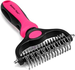 Maxpower Planet Pet Grooming Brush - Double Sided Shedding and Dematting Undercoat Rake for Dogs and Cats - Extra Wide Dog Grooming Brush, Dog Brush for Shedding, Cat Brush, Dog Brush, Pet Comb, Pink