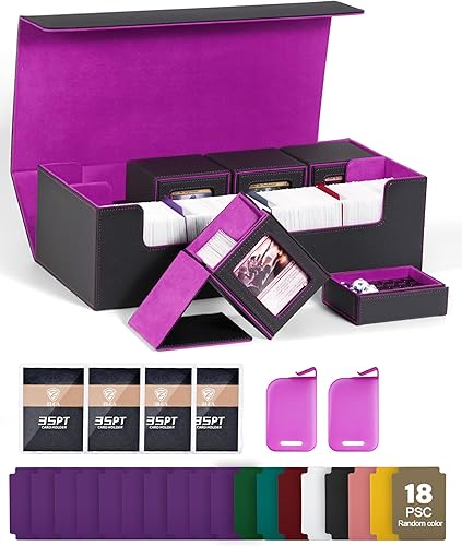 Miniatura 51 de Caja de almacenamiento de cartas ZLCA para cartas de intercambio, caja de cubierta de baraja MTG Commander con capacidad para más de 120 cartas