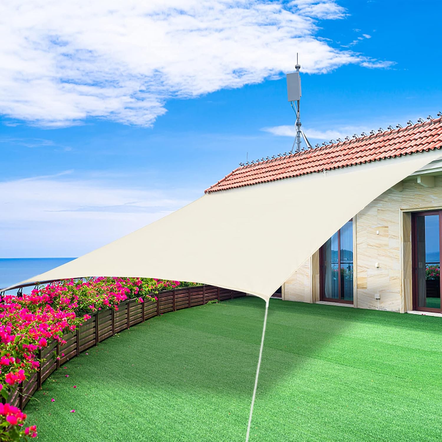 OBABA Waterproof Shade Sail, Rectangle Patio Shades Sun Canopy UV Block Cover for Outdoor Garden Backyard Activities
