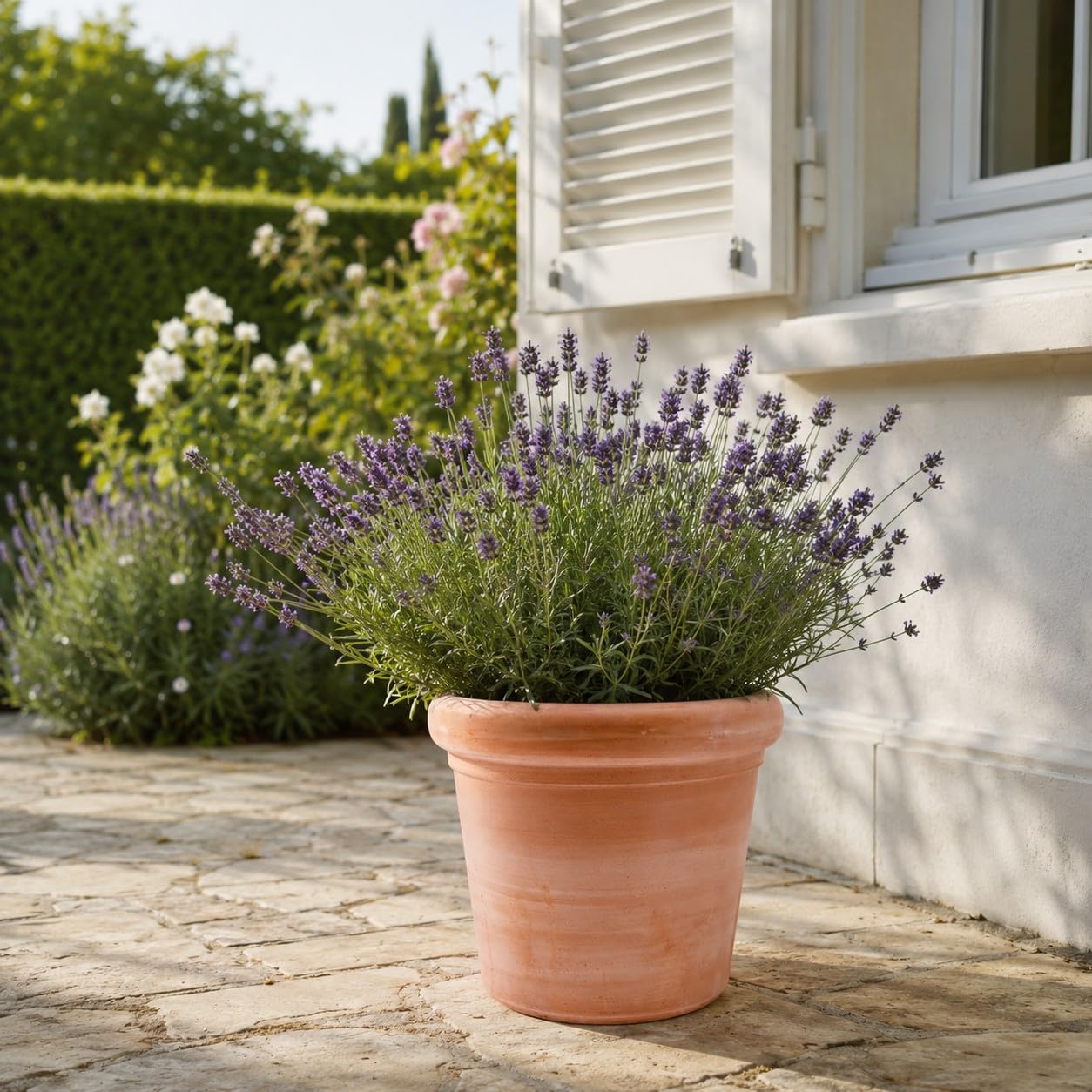 Palatina Werkstatt Pot de fleurs cylindrique en terre cuite 23 cm avec trou de drainage - Pot de fleurs méditerranéen en terre cuite