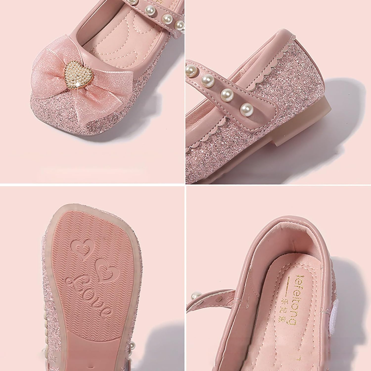 IWIHMIV Girls Flat Mary Jane Shoes Adjustable Strap Comfortable Non Slip Dress Up Princess Shoes for Toddler Girls