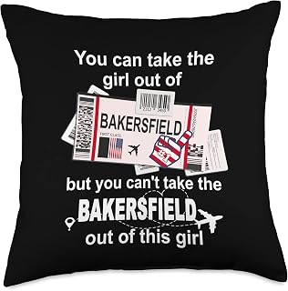 Girl Bakersfield Boarding Pass - Flight Ticket Bakersfield Throw Pillow
