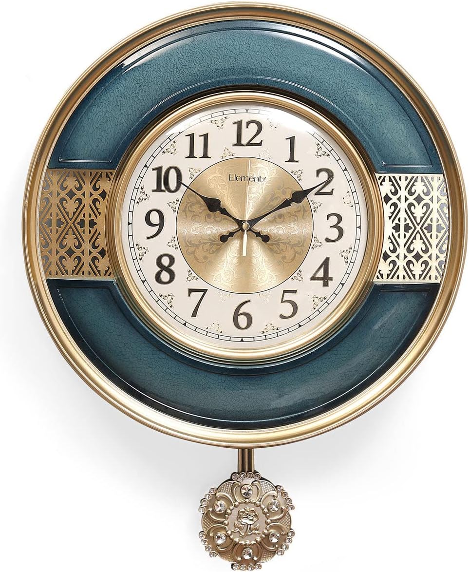 by Nilkamal Pendulum Wall Clock Decor, Office, Pendulum Clock for Living Room, Study Room, Bedroom, Kitchen, Gifting | Size - 53 x 41 cm| Pack of 1 Grandfather Clock with Pendulum| Blue