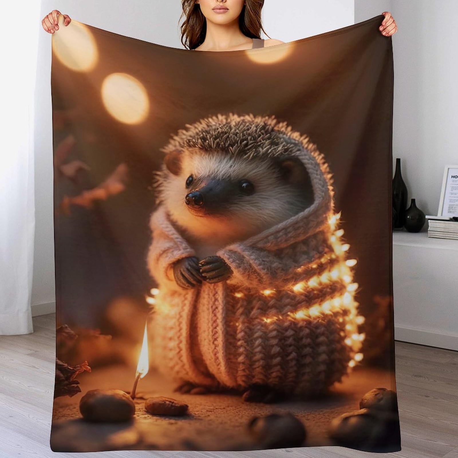 Couverture polaire hérisson en cadeau idéal pour équiper un lit ou un canapé