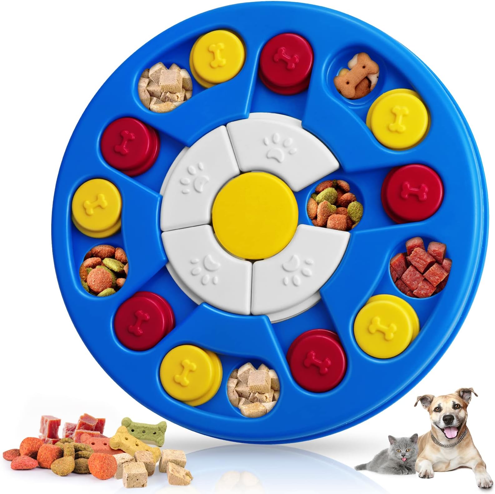 Interactive Dog Puzzle Toys, Treat Dispenser & Slow Feeder for Dogs & Cats, Mental Enrichment & IQ Training, Levels 1-3