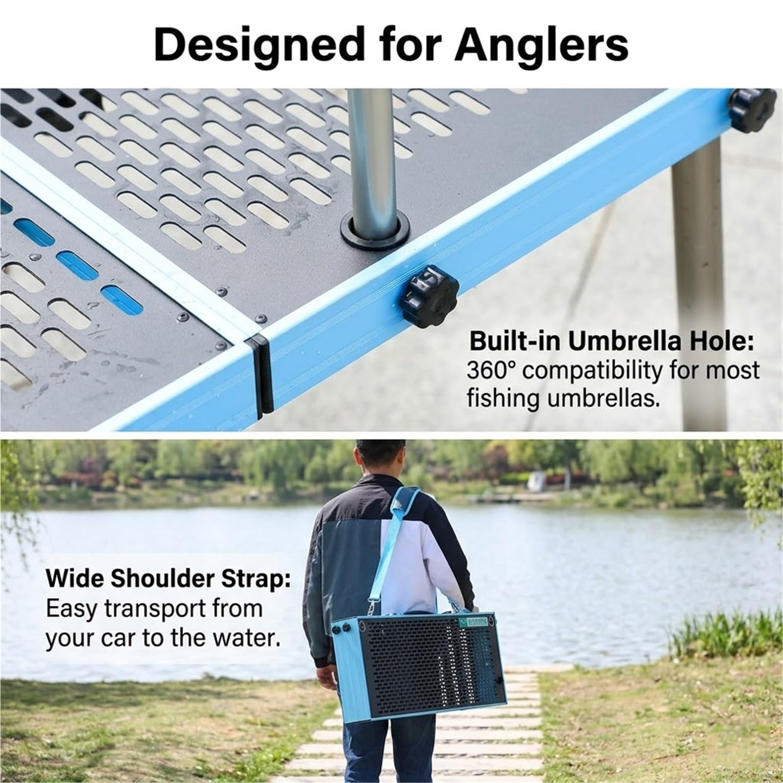 Plateforme de pêche en aluminium robuste, station pliable avec pieds réglables, capacité de 453,6 kg, idéale pour les berges de rivière et les griffes de boue