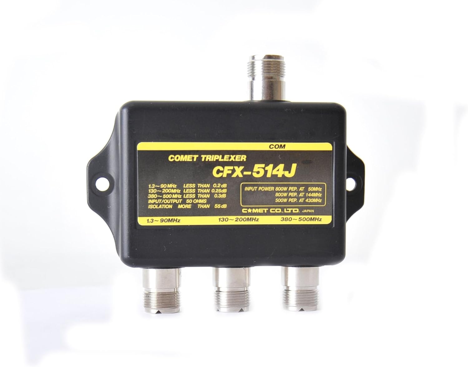 CFX-514J Comet Triplexer 1.3-90/130-200/380-500MHz w/o Leads SO-239 - SO-239/SO-239/SO-239