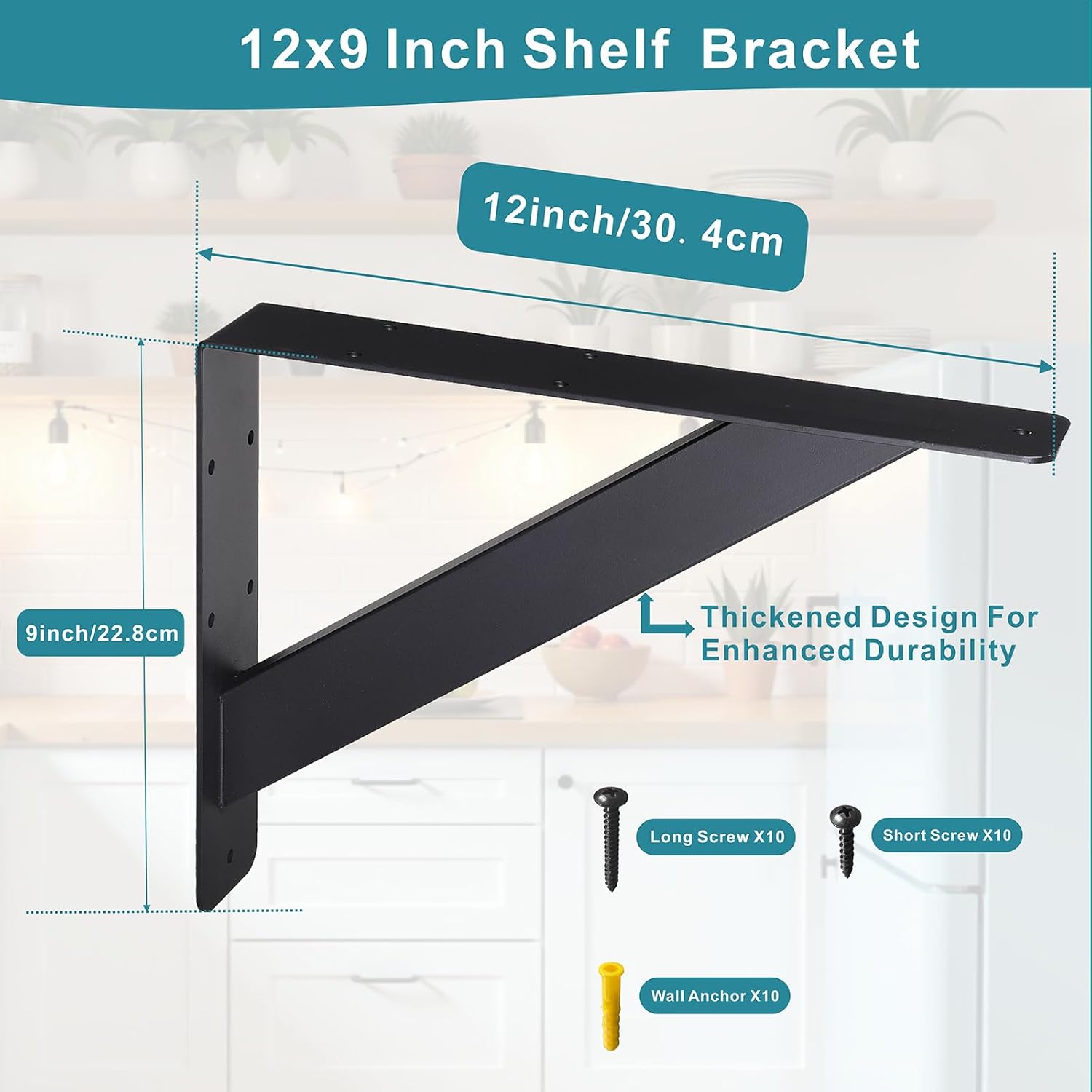 Countertop Support Brackets,12x9 inch Heavy Duty Shelf Brackets,Shelf Support Angle Brackets for Shelves, Wall Mount Shelving Bracket for Granite, Wood, Concrete