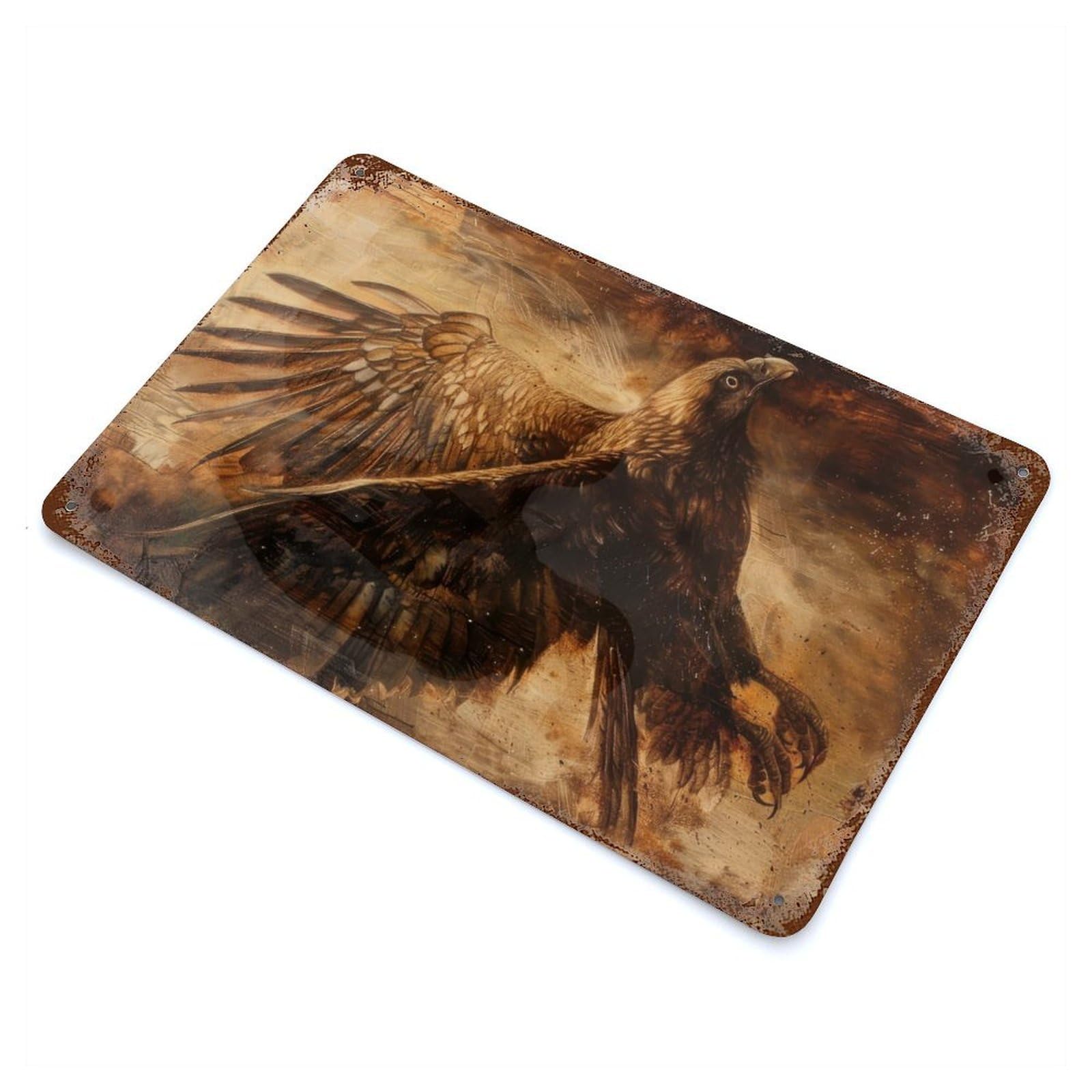 Ethereal Eagle Rust Effect Tin Sign 11.8"x7.9", Vintage Wall Decor for Garage, Pub Or Kitchen