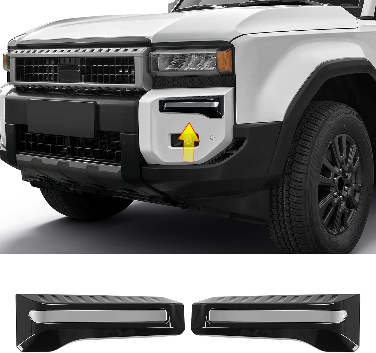 2 Pcs Front Fog Light Trim Strip Cover for 2024 2025 2026 Toyota Land Cruiser 250 1958 Prado Lc250 J250 Trim Strip of Front Bumper Exterior Modification Accessories