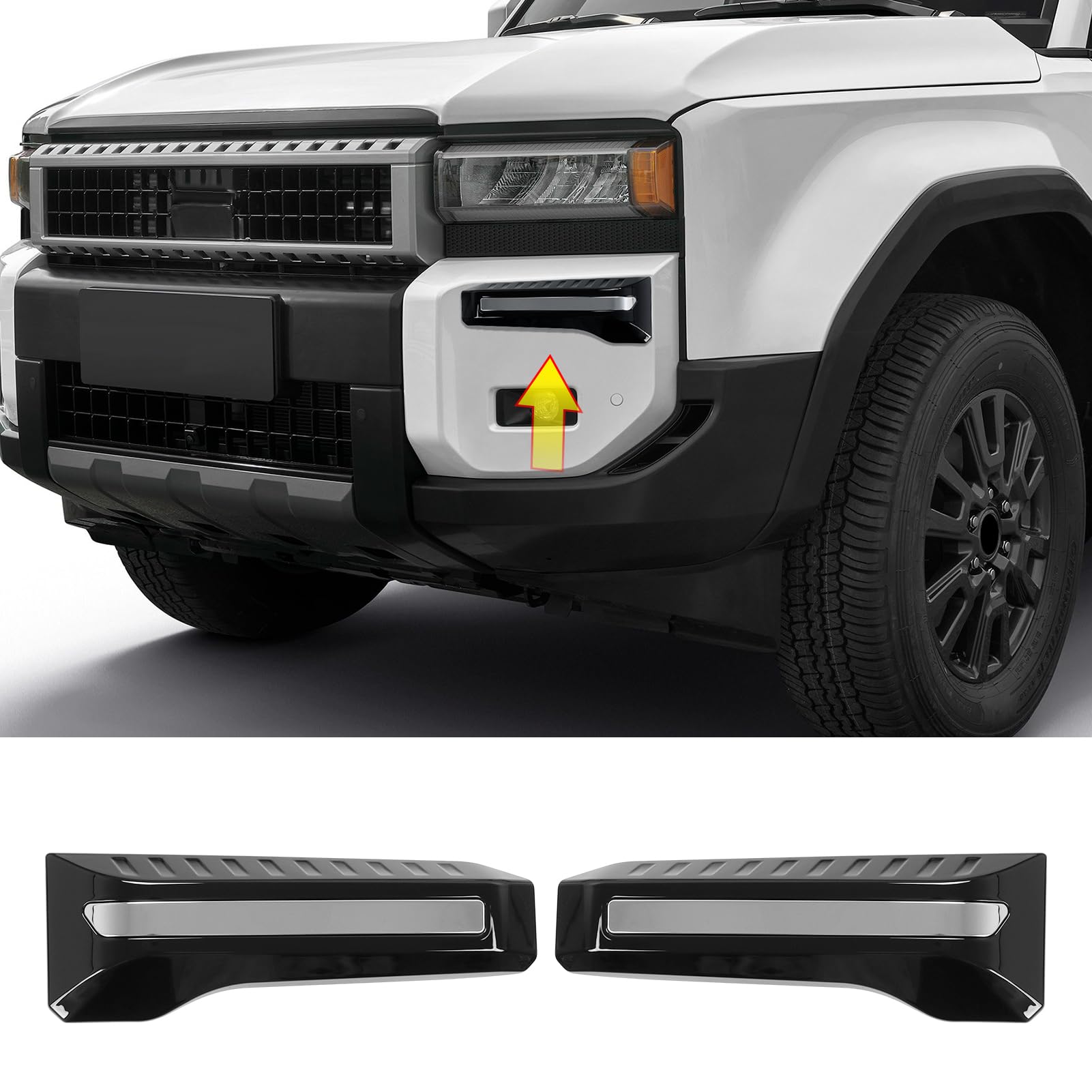2 Pcs Front Fog Light Trim Strip Cover for 2024 2025 Toyota Land Cruiser 250 1958 Prado Lc250 J250 Trim Strip of Front Bumper Exterior Modification Accessories