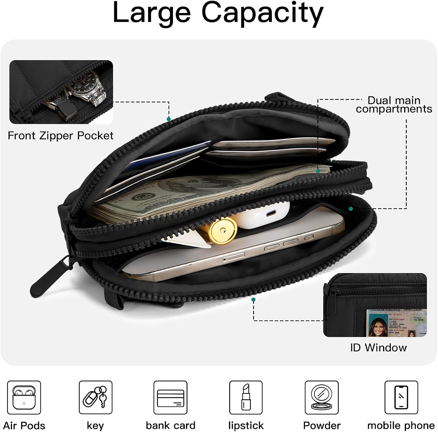 Gitus Puffy Cross Body Purse for Women Wristlet Wallet with RFID Blocking