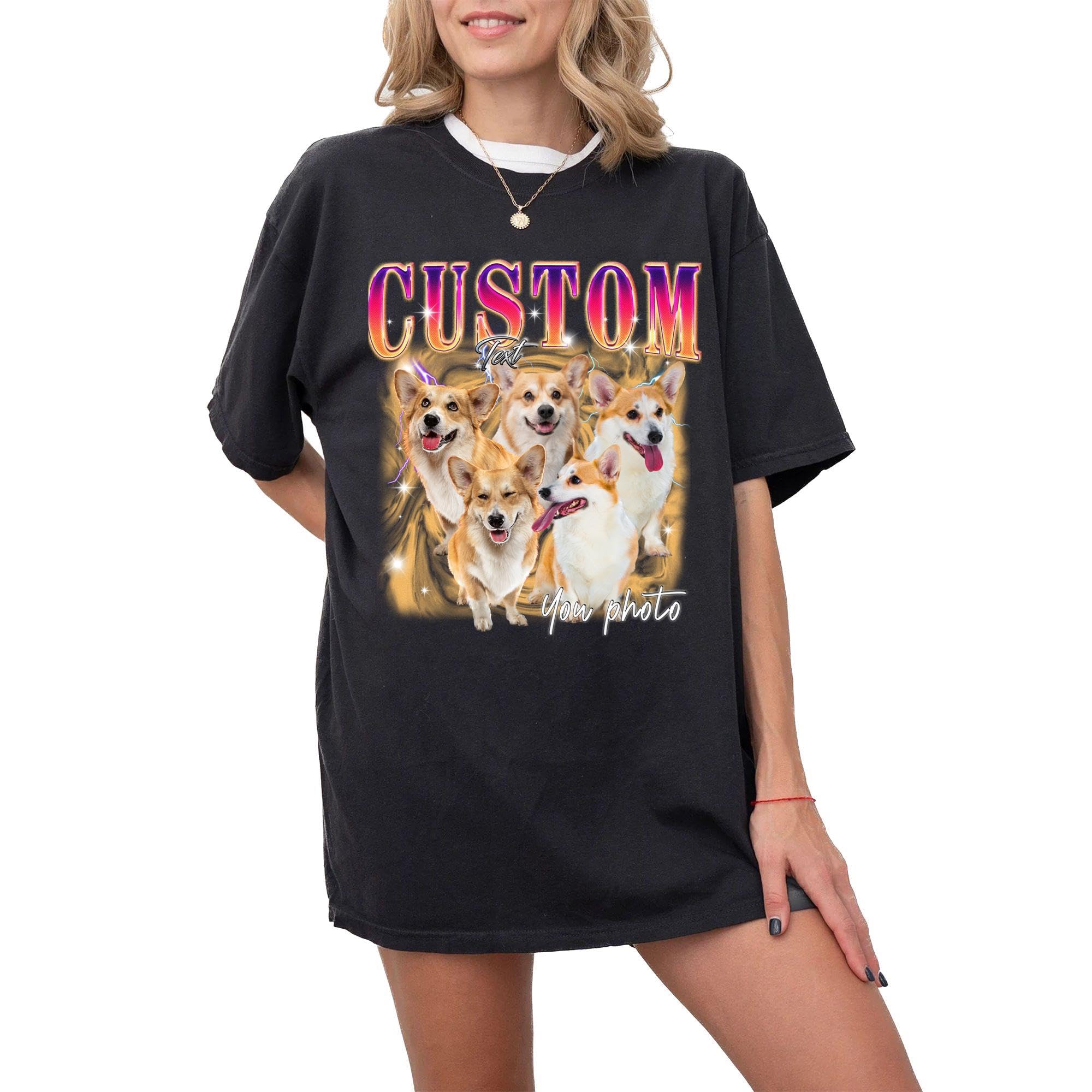 Vintage Pet T-Shirt With Custom Photo and Name - Personalized Dog or Cat  Shirt - 90's Style Tee for Humans - Black : Amazon.ca: Pet Supplies