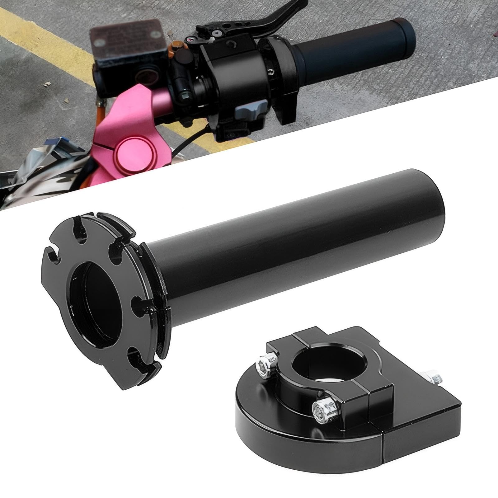 Nowkont 1 PC Motorcycle 7/8" Throttle Grip, 5" x 0.98" Alloy CNC Anti-Rust Throttle Control Grip, Quick Turn Torque Accelerator Modification Accessories, Universal for Most Motorcycles (Black)