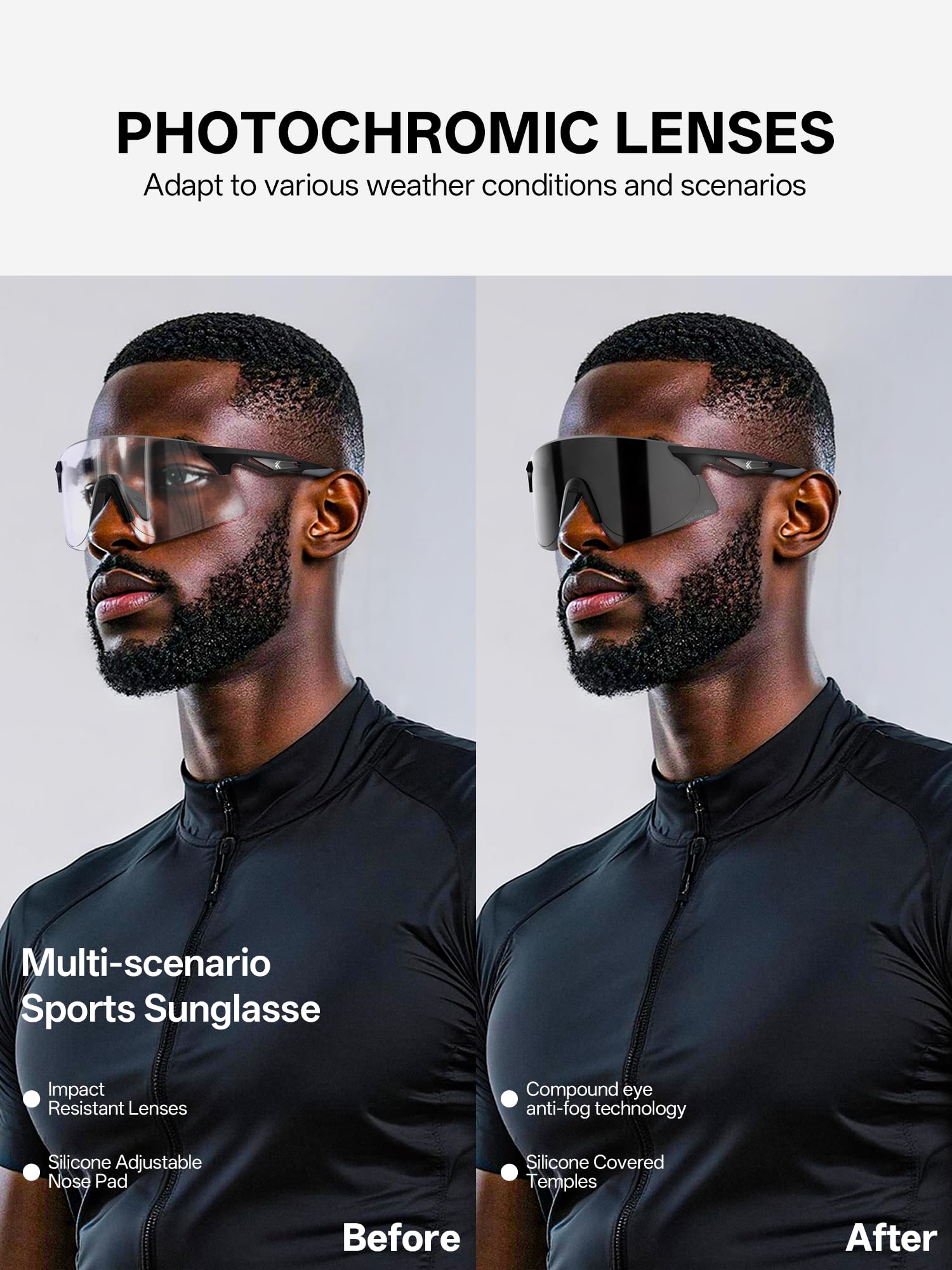 KAPVOE Gafas de Ciclismo Fotocromaticas Gafas de Sol Deportivas Transparente Mujeres Hombres MTB Bicicleta KOVEX Serie-K242