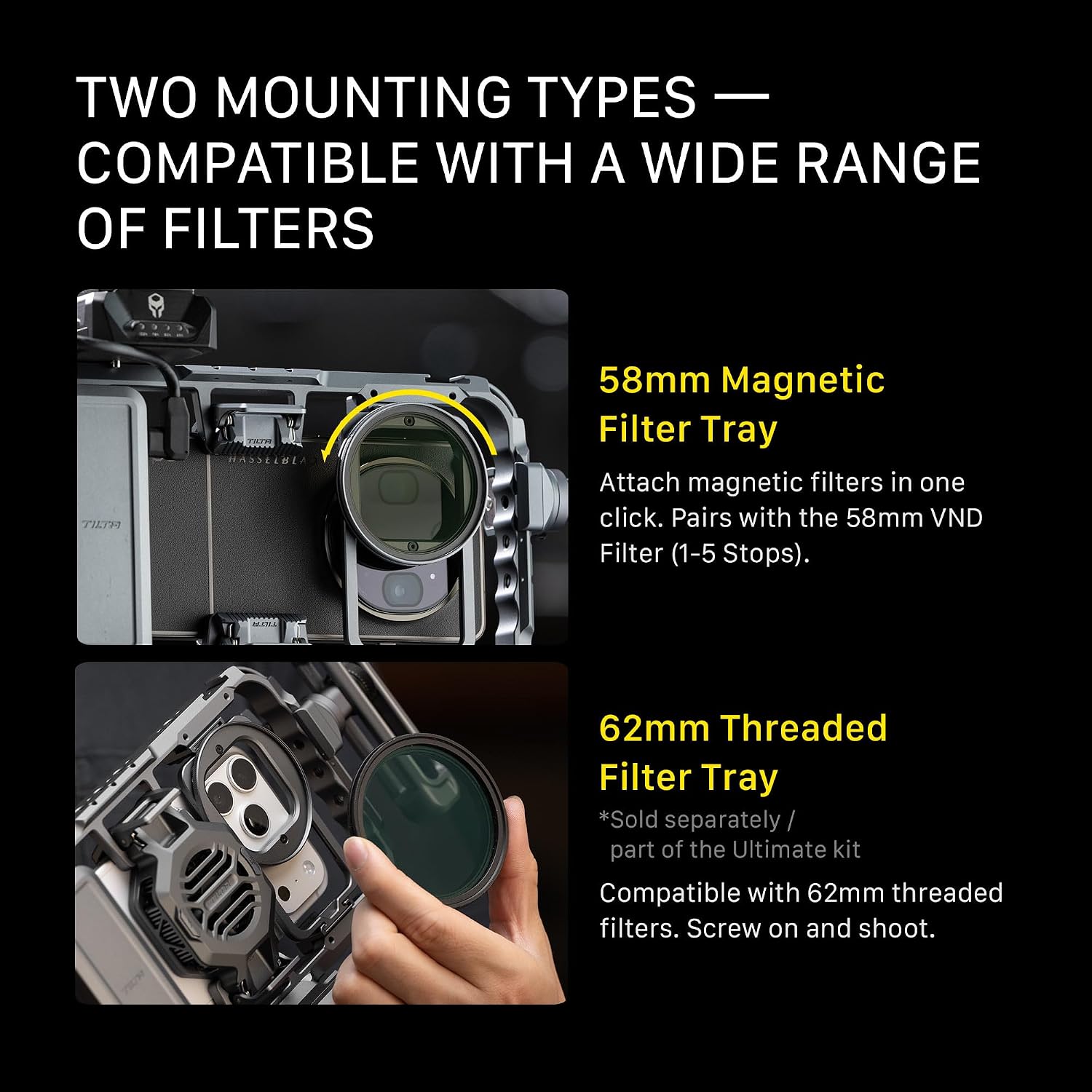 Tilta Khronos Universal Smartphone Case Creator Kit | Adjustable 360 Degree NATO Handle | NATO to ARCA Adapter | 58mm Magnetic Filter Tray | Variable ND Filter | Mobile Filmmaking Cage | Space Gray