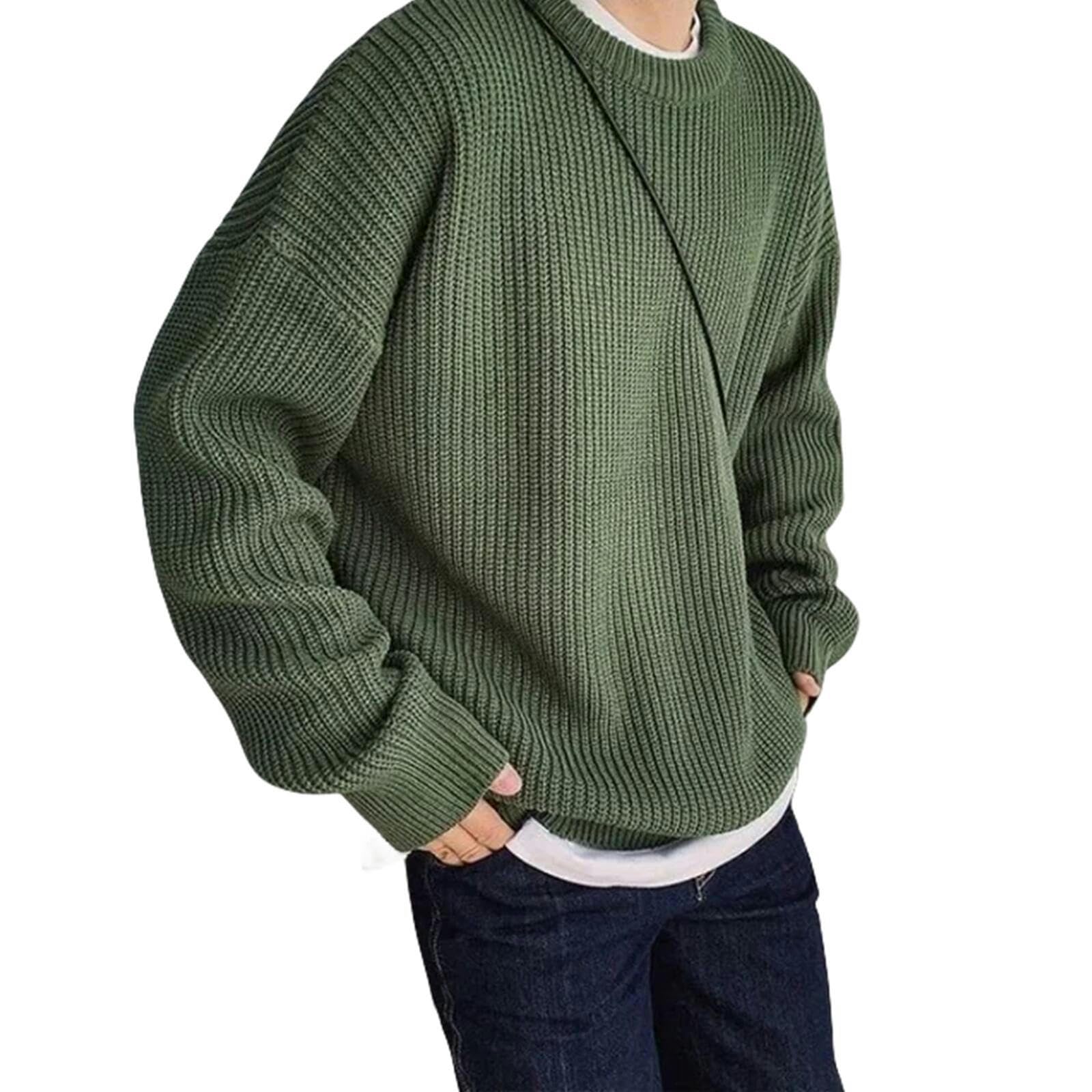 Pull d'équipage surdimensionné en tricot épais pour homme - 7