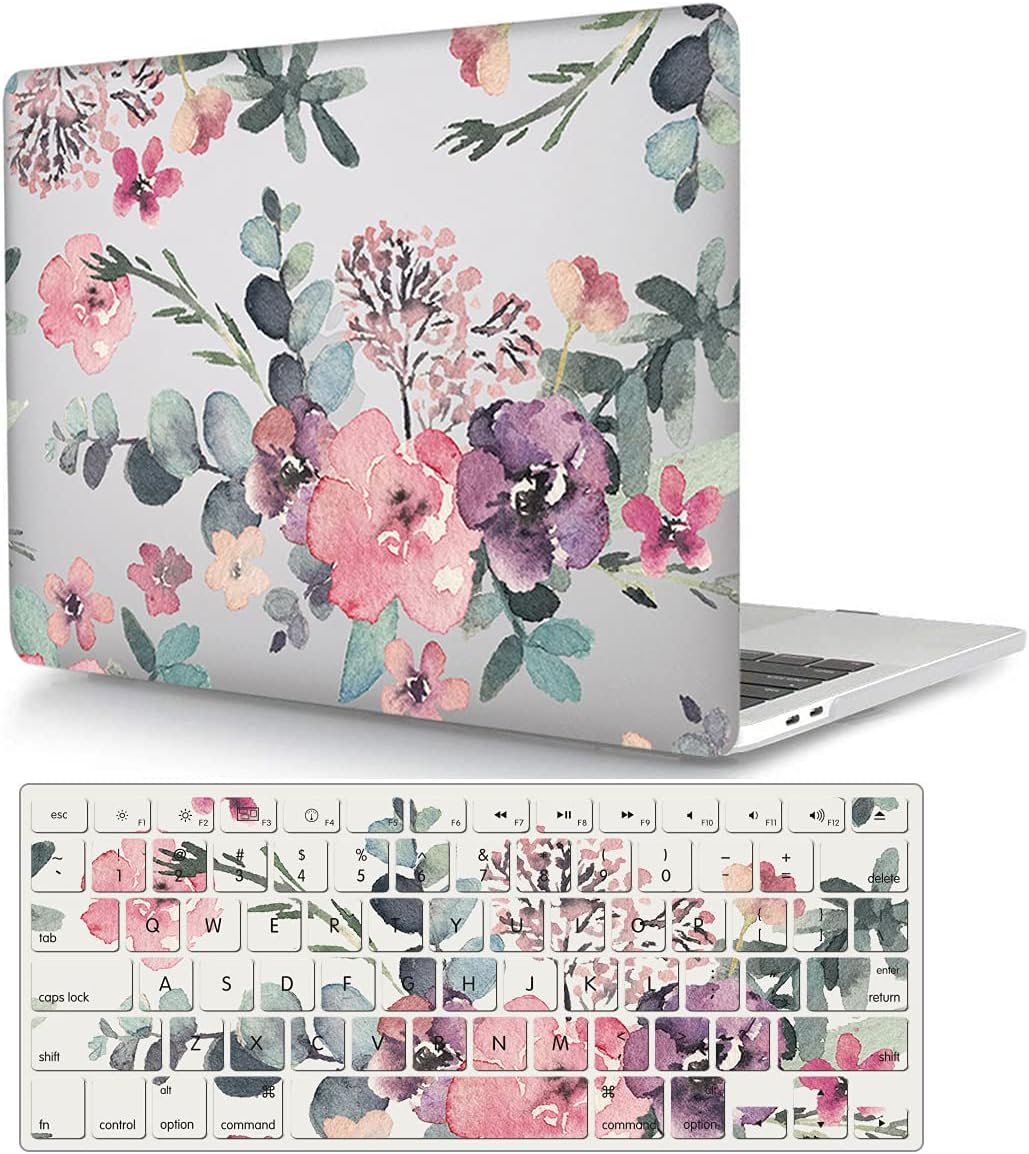 Case Compatible with MacBook Pro 13 Inch 2015 2014 2013 2012 Model A1502 & A1425, Plastic Hard Shell Protective Case & Keyboard Cover for Mac Pro 13 with Retina Display - Flower