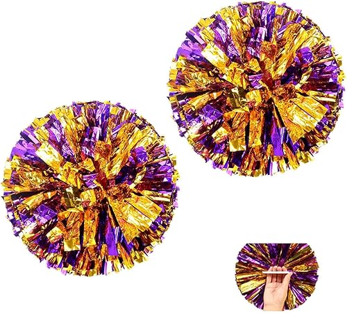 Pompones de animadora para animar el espíritu de equipo deportivo de niños y adultos (12 pulgadas, oro morado) disponible en Yaxa Venezuela
