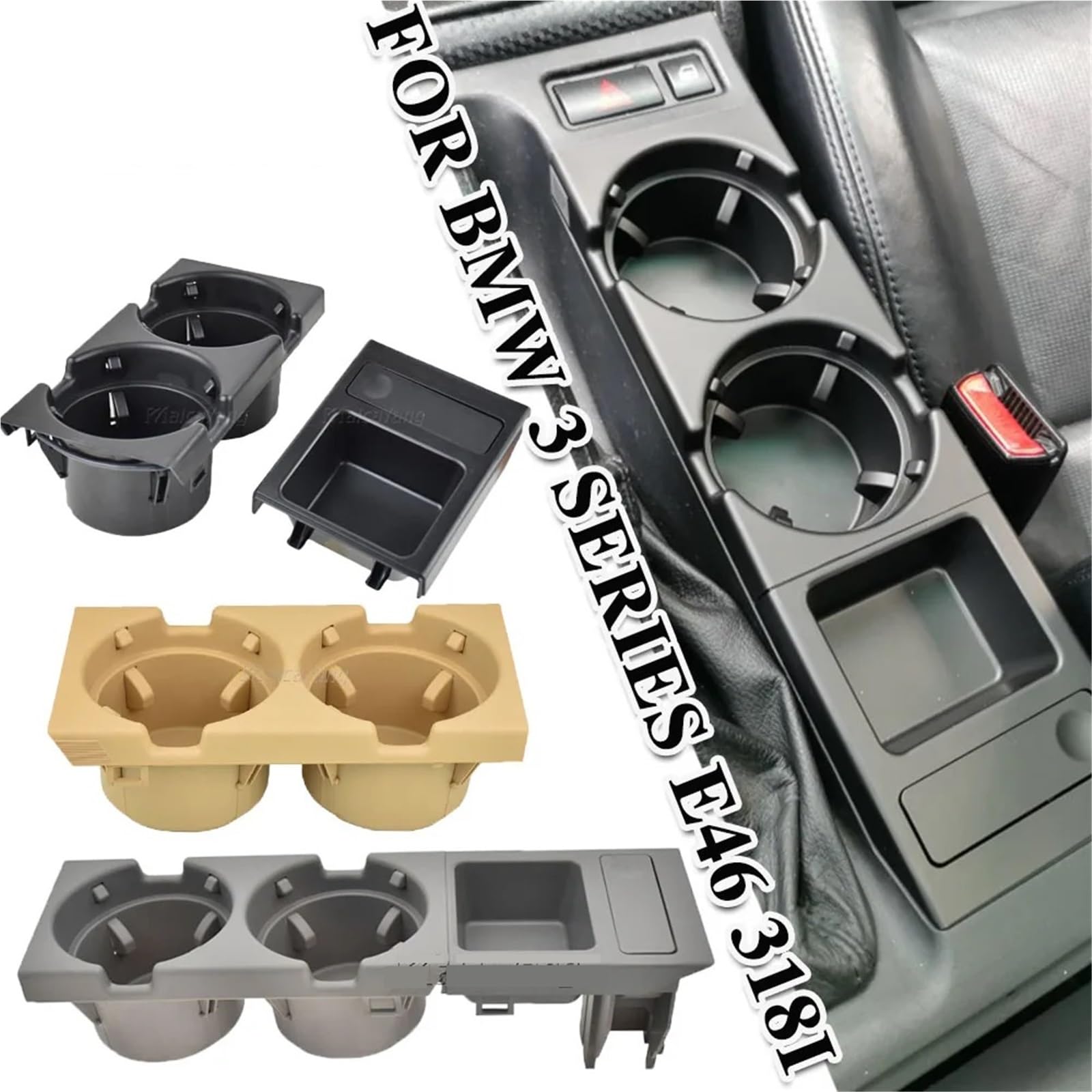 Konsola Środkowa Uchwyt na kubek z wodą i butelkę na napoje do konsoli środkowej samochodu BMW serii 3 E46 323i 318I 320I 98-06 51168217953(Carbon Set)