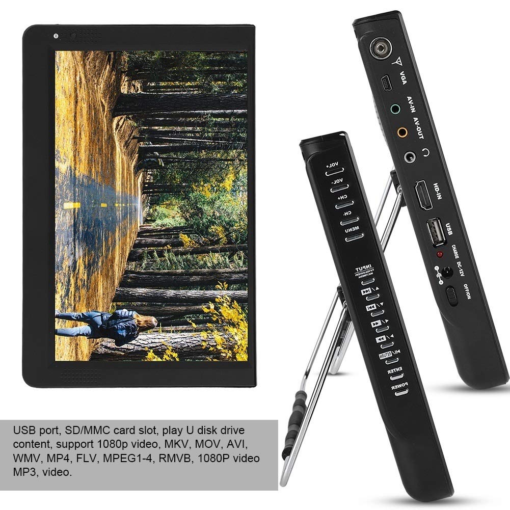 LCD TV - 1080P Portable Mini 12 Pouces 16: 9 LED Portable Lecteur Numérique TV Télévision