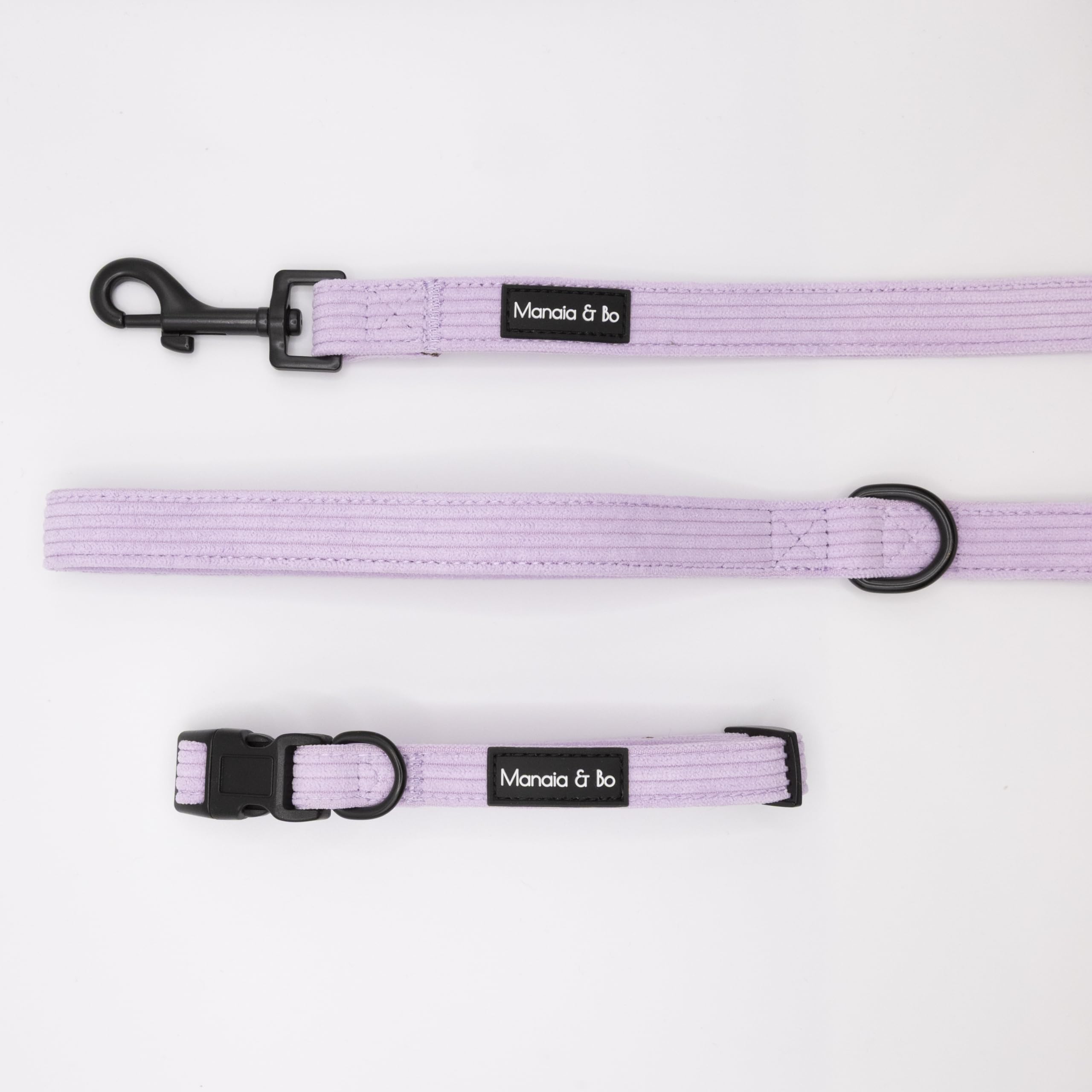 Premium Quality Adjustable Lavender Cord Dog Collar with 1.5m x 2cm Fixed Length Lead/Leash | Neck: 28-43cm (Small, Collar & Lead) — image 1