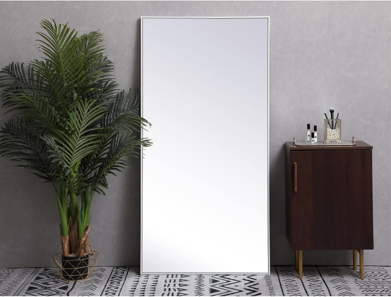 Elegant Decor Metal Frame Rectangle Mirror 30 inch x 60 inch in White
