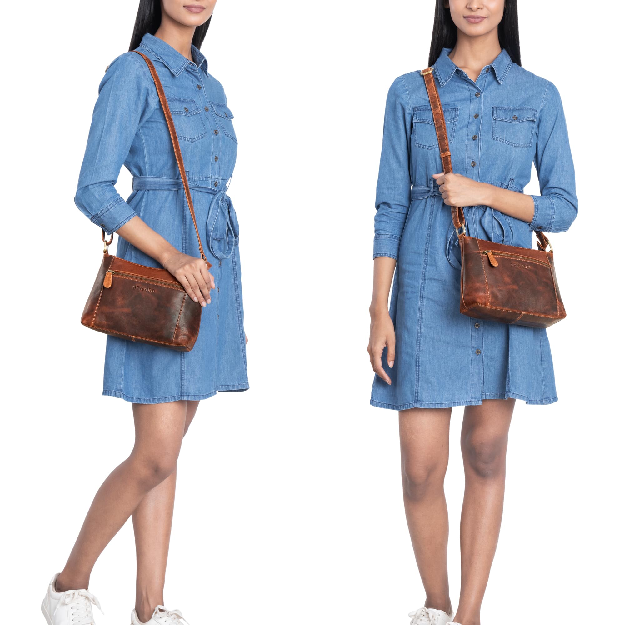 STILORD 'Peach' Bolso Bandolera Mujer Cuero Pequeño Bolsa Vintage Bolso de Mano Piel Pequeña